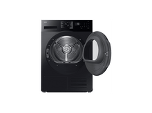 Charger l'image dans la galerie, Un sèche-linge Samsung noir avec une porte ouverte. L'écran numérique affiche 3:40. L'intérieur du sèche-linge est visible.