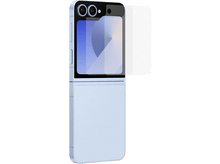 Charger l'image dans la galerie, Un smartphone pliable bleu clair, partiellement ouvert, révélant un écran interne. Possède un double appareil photo.