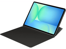Charger l'image dans la galerie, Tablette avec étui clavier noir, écran incliné vers le haut.