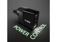 Charger l'image dans la galerie, Chargeur noir avec texte lumineux 'POWER CONTROL' sur une surface sombre.