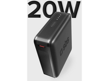 Charger l'image dans la galerie, Batterie externe noire avec texte 20W. Sur fond blanc.