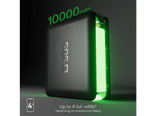 Charger l'image dans la galerie, Batterie externe noire avec lumière verte, texte 10000mAh. Fond sombre.