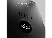 Charger l'image dans la galerie, Appareil noir avec un écran LCD affichant 86% de batterie. Texte : 'Display LCD Check the battery percentage'.