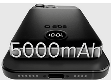 Charger l'image dans la galerie, Téléphone noir avec une batterie externe de 5000 mAh attachée, avec une charge de 100 %.