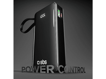 Charger l'image dans la galerie, Batterie externe indiquant le niveau de batterie et les ports de charge.