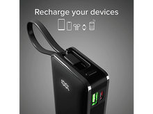Charger l'image dans la galerie, Une batterie externe noire avec un écran. L'écran affiche 100%.