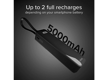 Charger l'image dans la galerie, Une batterie externe noire avec un port Type-C, affichant 100% et une capacité de 5000mAh.