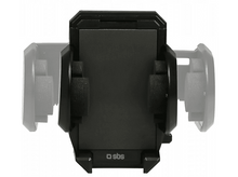 Charger l'image dans la galerie, Support de téléphone noir. Tient le téléphone entre deux bras. Marque 'sbs' en bas.