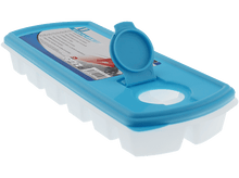 Charger l'image dans la galerie, Un bac à glaçons blanc et bleu avec un couvercle ouvert.