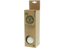 Charger l'image dans la galerie, Boîte en carton contenant des boules de laine pour sèche-linge. Étiquette : 'Boules de laine pour sèche-linge', 100% laine d'agneau.