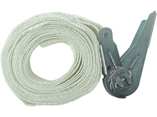 Charger l'image dans la galerie, Une sangle blanche enroulée avec une boucle en métal, isolée sur fond blanc.