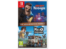 Charger l'image dans la galerie, Pochette de jeu Nintendo Switch. Deux jeux présentés : Secret Neighbor et Hello Engineer. Les personnages sont visibles.