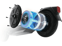 Charger l'image dans la galerie, Vue éclatée des composants du moteur d'une trottinette électrique, pièces internes, fond blanc.