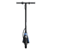 Charger l'image dans la galerie, Une trottinette électrique noire et bleue, vue de face.