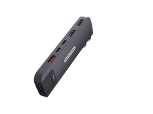 Charger l'image dans la galerie, Hub USB-C Sitecom noir. Comprend plusieurs ports, avec un port marqué en rouge.