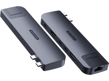 Charger l'image dans la galerie, Deux hubs USB SITECOM gris sur fond noir.