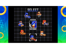 Charger l'image dans la galerie, Un écran de jeu vidéo montrant l'écran de sélection des personnages pour le jeu de course Sonic.