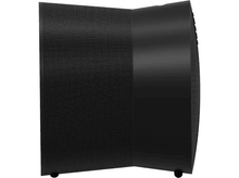 Charger l'image dans la galerie, Haut-parleur noir, rectangulaire, avec façade en maille et bords arrondis, sur fond blanc.