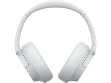Charger l'image dans la galerie, Casque blanc, incliné, montrant les oreillettes et l'arceau, sur fond noir.