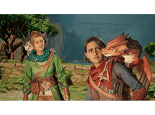 Charger l'image dans la galerie, Deux personnages et un dragon dans un jeu, dans un environnement extérieur lumineux.