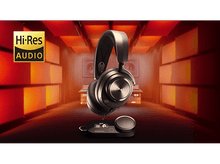 Charger l'image dans la galerie, Casque noir sur socle, logo Hi-Res Audio.