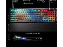 Charger l'image dans la galerie, Clavier noir avec éclairage RGB. Repose-poignets et touches de fonction.