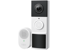 Charger l'image dans la galerie, Sonnette blanche avec caméra, haut-parleur et récepteur. Tous sont blancs et noirs.