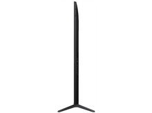 Charger l'image dans la galerie, Vue latérale d'une télévision noire sur un support, fond blanc.