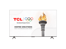 Charger l'image dans la galerie, Écran de télévision affichant le logo TCL, les anneaux olympiques et la phrase 'Inspire Greatness'.