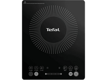 Charger l'image dans la galerie, Table de cuisson à induction Tefal noire. Zone de chauffe circulaire. Commandes tactiles avec icônes.