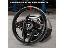 Charger l'image dans la galerie, Un volant noir et rouge avec boutons et logo, sur fond de béton gris.