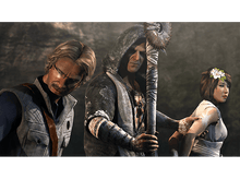 Charger l'image dans la galerie, Trois personnes regardant vers le bas, une avec un bâton, une autre avec des fleurs et un homme avec des lunettes.