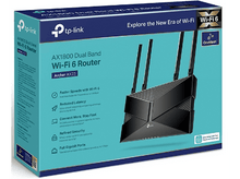 Charger l'image dans la galerie, Boîte pour un routeur TP-Link Wi-Fi 6. La boîte est bleue et noire avec l'image du routeur.