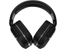 Charger l'image dans la galerie, Casque noir face avant. Les écouteurs sont inclinés, avec un accent argenté. Le fond est blanc.