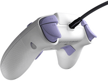 Charger l'image dans la galerie, Une manette de jeu blanche avec des boutons violets et un câble noir attaché.