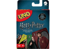 Charger l'image dans la galerie, Boîte de jeu de cartes Uno Harry Potter. Des cartes avec des personnages du film sont visibles.