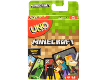 Charger l'image dans la galerie, Boîte de jeu de cartes Minecraft UNO. La boîte montre des personnages Minecraft et le logo UNO.