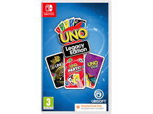 Charger l'image dans la galerie, Boîte de jeu Nintendo Switch pour UNO Legacy Edition. Cartes et logo visibles.