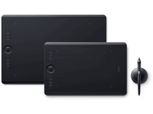 Charger l'image dans la galerie, Deux tablettes graphiques noires avec un stylet et support sur fond blanc.