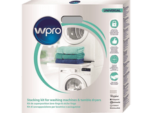 Charger l'image dans la galerie, Boîte d'un kit d'empilage pour lave-linge et sèche-linge, avec texte : Universal, wpro.