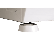 Charger l'image dans la galerie, Gros plan d'un pied d'appareil blanc sur un sol carrelé. Un pied cylindrique blanc est sur des carreaux.