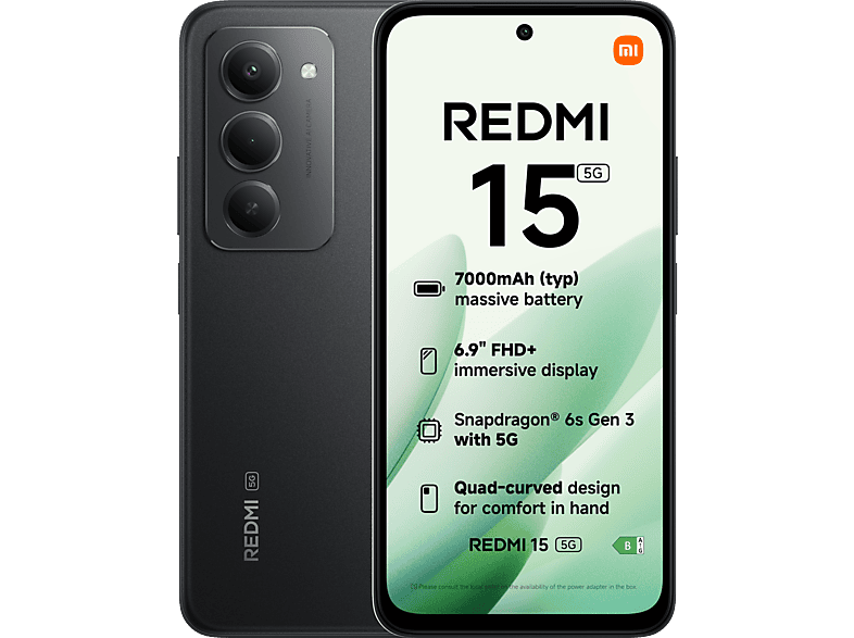 Xiaomi Redmi 15 ブラック 8GB RAM 256GB ROM MediaMarkt | XIAOMI REDMI 15 8G RAM 256G ROM - Noir