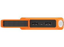 Charger l'image dans la galerie, Batterie externe orange vue de dessus. Elle possède des ports USB et USB-C et un bouton d'alimentation. Forme rectangulaire.