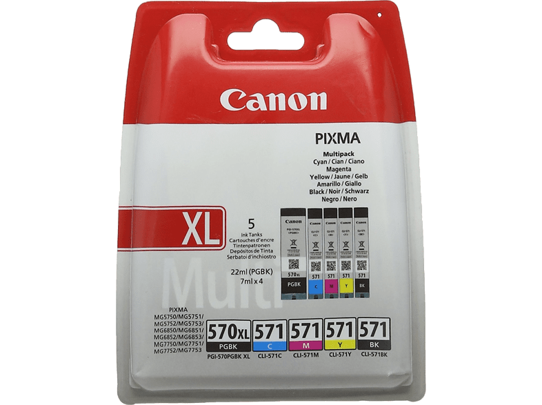 CANON 570XL Noir / 571 Noir - Cyan - Magenta - Jaune (0318C004) –  MediaMarkt Luxembourg