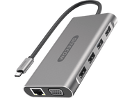 SITECOM Adaptateur USB + USB-C + HDMI + VGA + Ethernet + SD/MicroSD (CN-390)