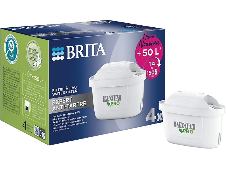 BRITA Cartouche filtrante Maxtra Pro Expert Calcaire Pack de 4 (1050433)