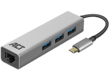 Charger l&#39;image dans la galerie, ACT Hub 3 x USB 3.1 Type-C Ethernet Argenté (AC7055)
