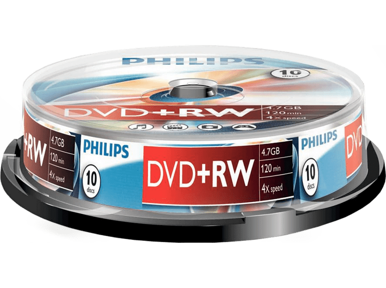 PHILIPS Pack 10 DVD+RW 4.7 GB 4x (DW4S4B10F/10)