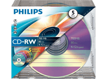 Charger l&#39;image dans la galerie, PHILIPS Pack 5 CD-RW 700 MB 4-12 x (CW7D2CC05/00)
