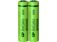 GP BATTERIES Piles AAA rechargeables ReCyko 650 mAh 2 pièces (GP65AAAHCE-2APCEWB2)